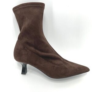 Abound Size 9 Brown Faux Suede Fabric Kitten Heel Ankle Booties NEW Erinn Womens